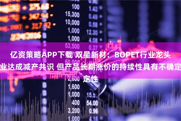 亿资策略APP下载 双星新材：BOPET行业龙头企业达成减产共识 但产品长期涨价的持续性具有不确定性